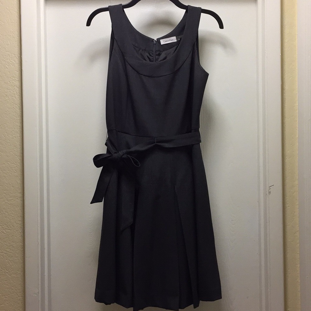 Calvin Klein Sleeveless Dark Grey Work Dress